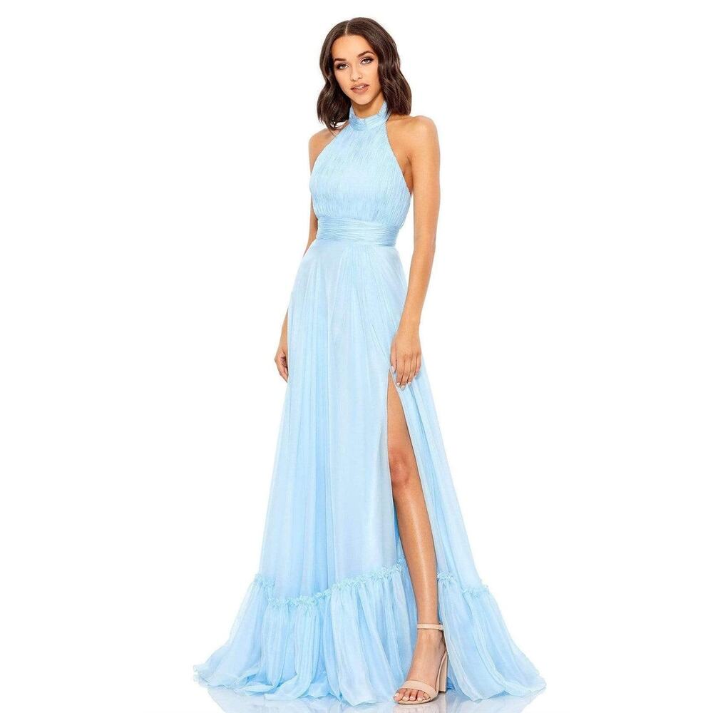 Mac Duggal - 67816 High Halter Open Back A-Line Simple Prom Dress - Size 8